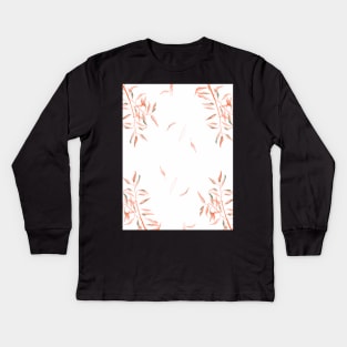 Watercolor leaves on the branches, red colors of autumn in a watercolor pattern Kids Long Sleeve T-Shirt